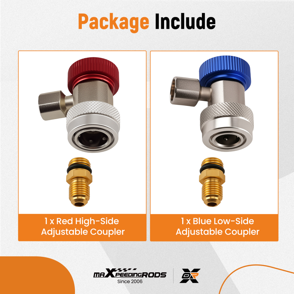 Compatible for AC Quick Connect Adapter Set for R134a System 1/4 SAE Male High Low Side Kit