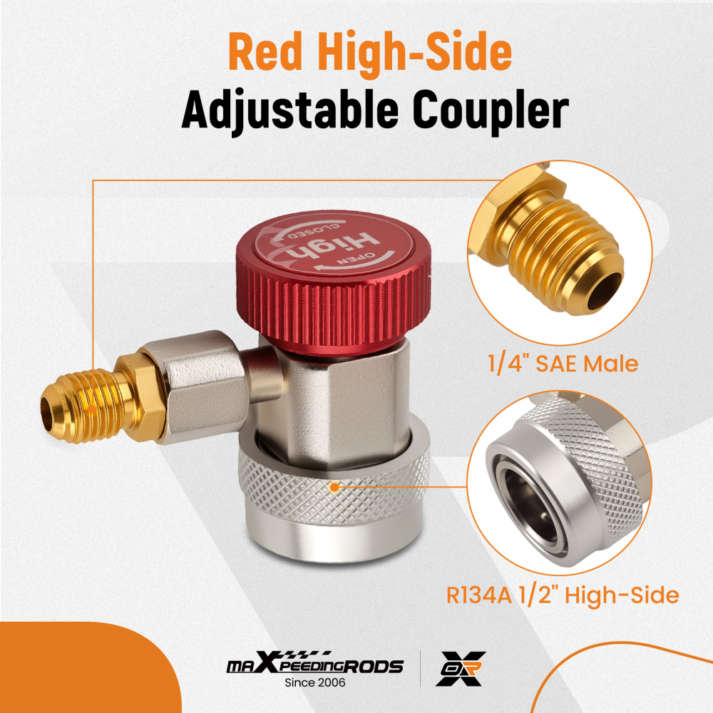 Compatible for AC Quick Connect Adapter Set for R134a System 1/4 SAE Male High Low Side Kit
