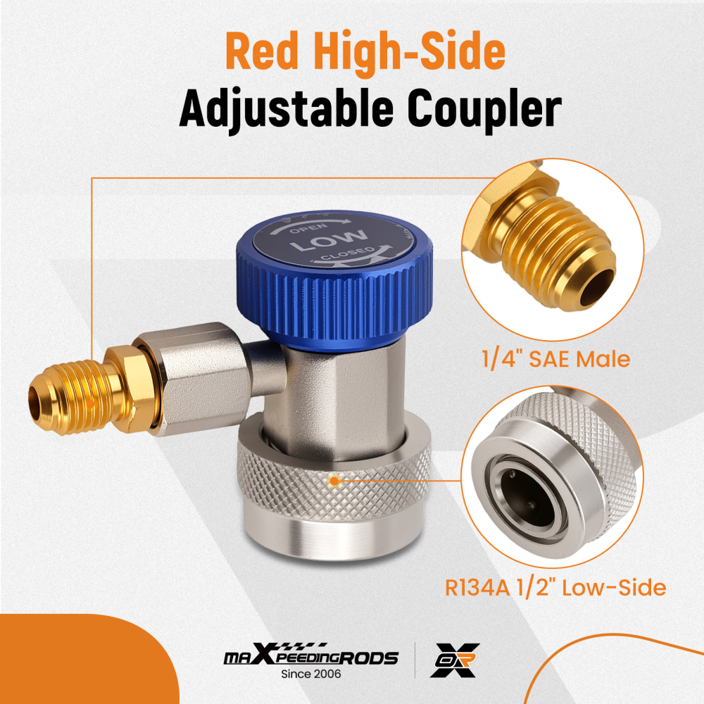 Compatible for AC Quick Connect Adapter Set for R134a System 1/4 SAE Male High Low Side Kit
