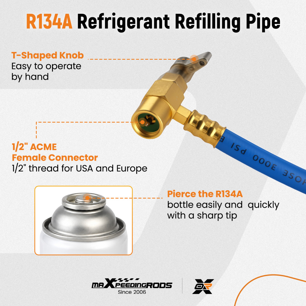 Car compatible for Ac Aircon R134a Air Conditioning Top Up Topup Refill Recharge Hose Gas Kit