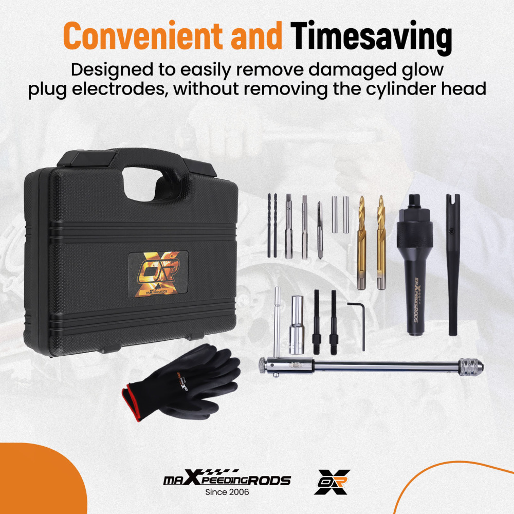 16PCS Damaged Heater Glow Plug Removal Remover Extractor Tools Set Kit 8mm 10mm