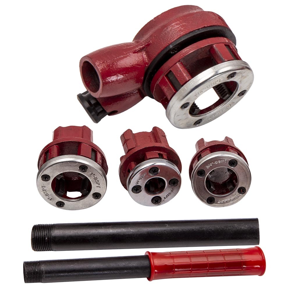 8x Pipe Threading Kit BSPT Thread Cutting Steel Threader Plumbers Set