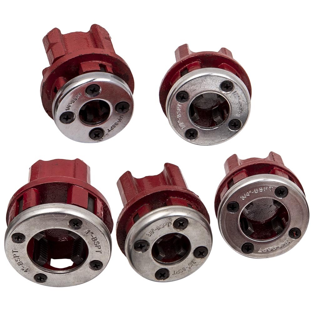 8x Pipe Threading Kit BSPT Thread Cutting Steel Threader Plumbers Set