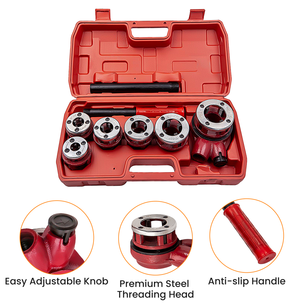8x Pipe Threading Kit BSPT Thread Cutting Steel Threader Plumbers Set