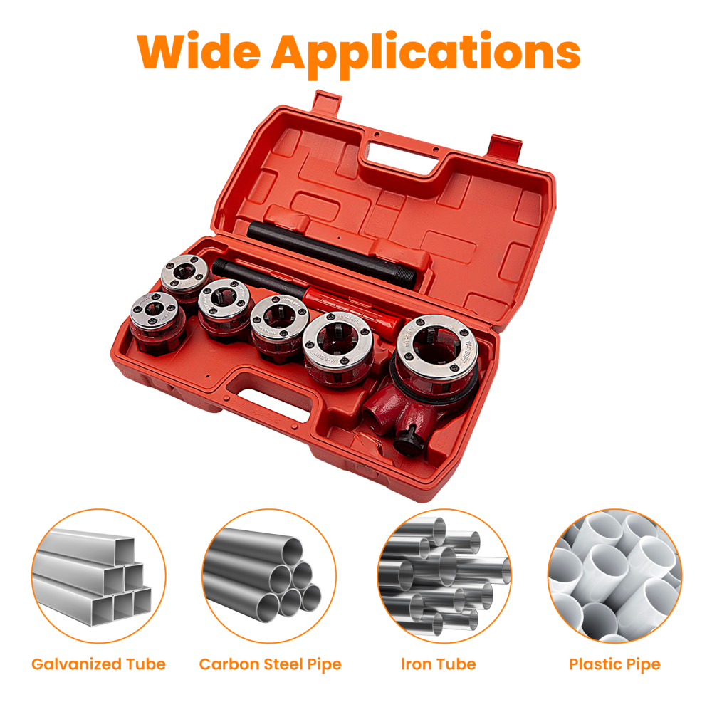 8x Pipe Threading Kit BSPT Thread Cutting Steel Threader Plumbers Set