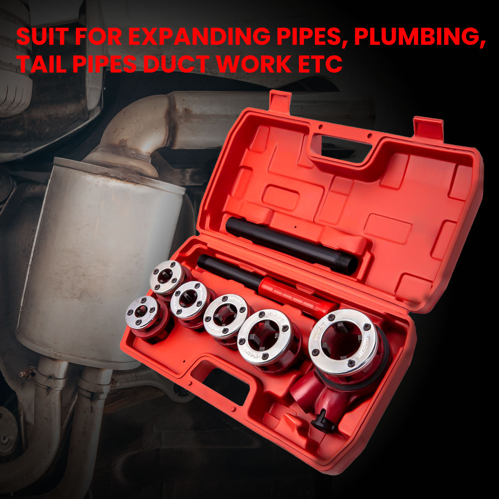 8x Pipe Threading Kit BSPT Thread Cutting Steel Threader Plumbers Set