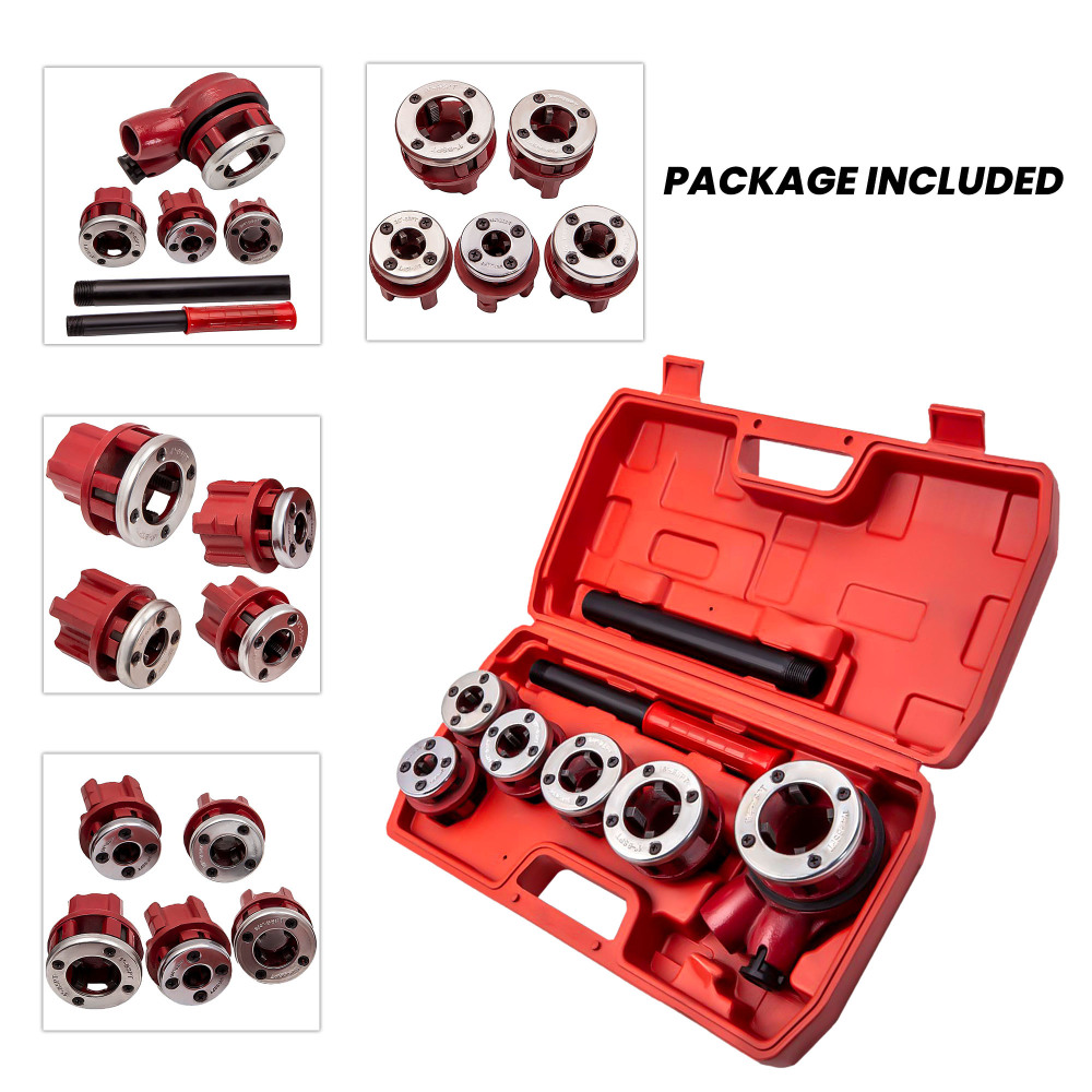 8x Pipe Threading Kit BSPT Thread Cutting Steel Threader Plumbers Set