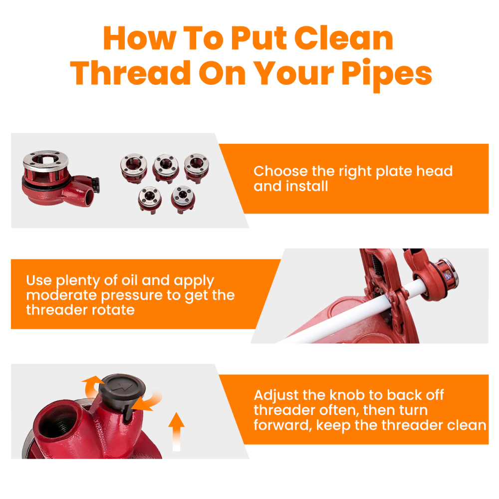 8x Pipe Threading Kit BSPT Thread Cutting Steel Threader Plumbers Set