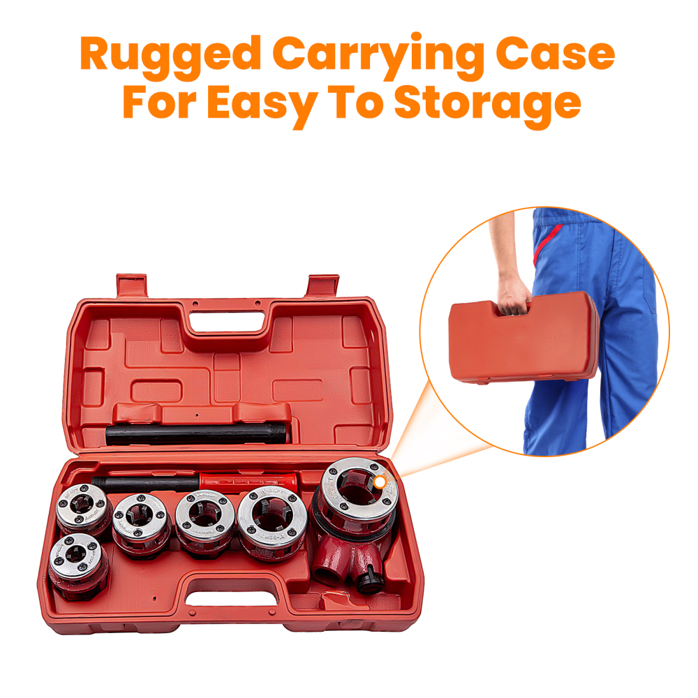 8x Pipe Threading Kit BSPT Thread Cutting Steel Threader Plumbers Set