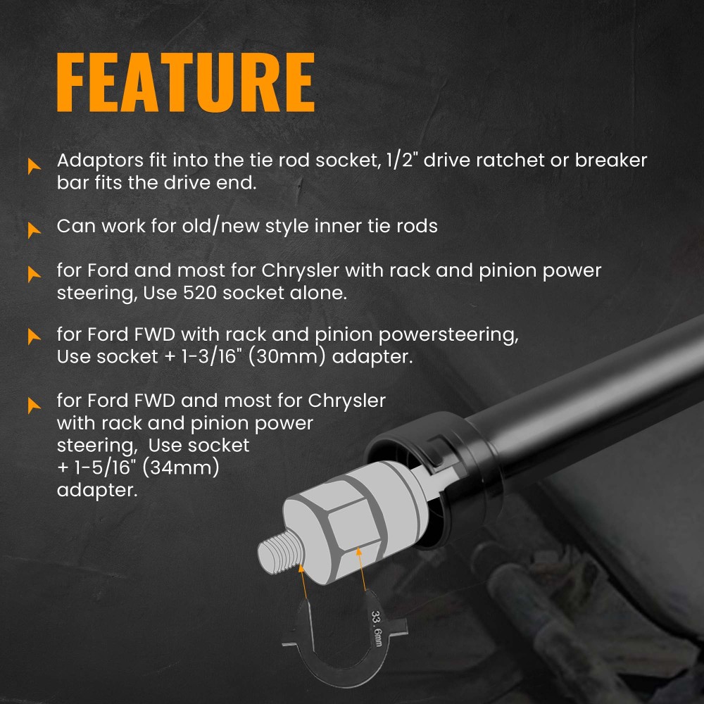 Rimozione del tirante interno Presa per installazione Rimuovere il set di strumenti Strumento Kit compatibile per Ford