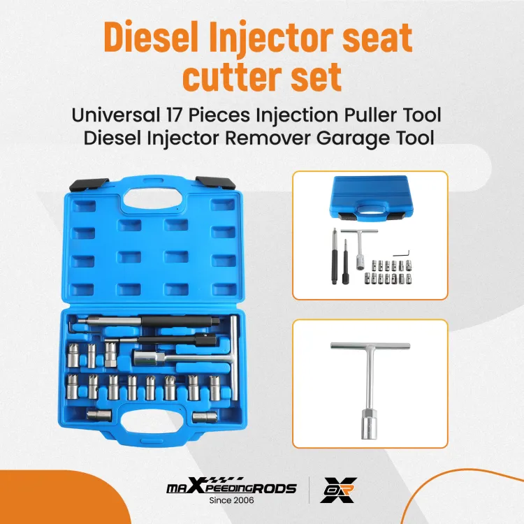 Engine Injectors Cleaner Kit Diesel Injector Seat Cleaning Brush Tool Universal Fit for Vehicle