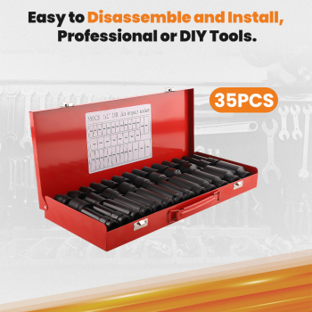 35pcs 1/2 6 Point Drive Deep Impact Socket Sockets Set Car Garage Tools Black