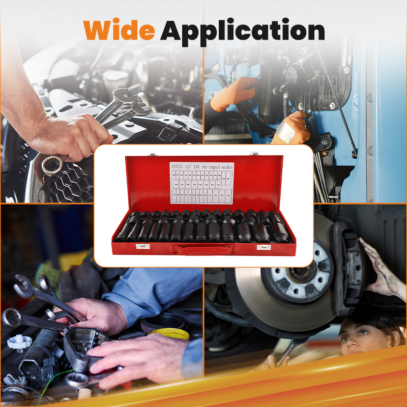 35Pcs 1/2 Metric Drive Deep Impact Socket Tools Kit Garage Workshop 8-30 32m