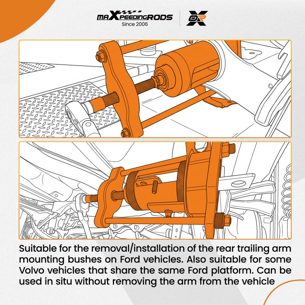 Trailing Arm Bush Removal Install Tool compatible for Ford Mondeo Mk4 S-max Galaxy compatible for Volvo 06