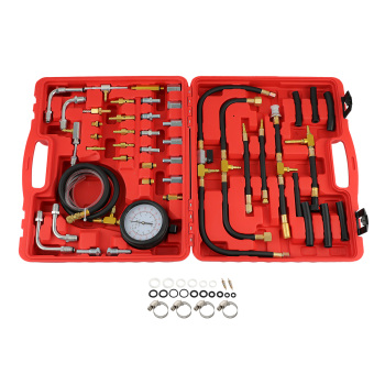 Universal Fuel Injection Gauge Pressure Tester Cars Trucks Adapters Fittings Kit