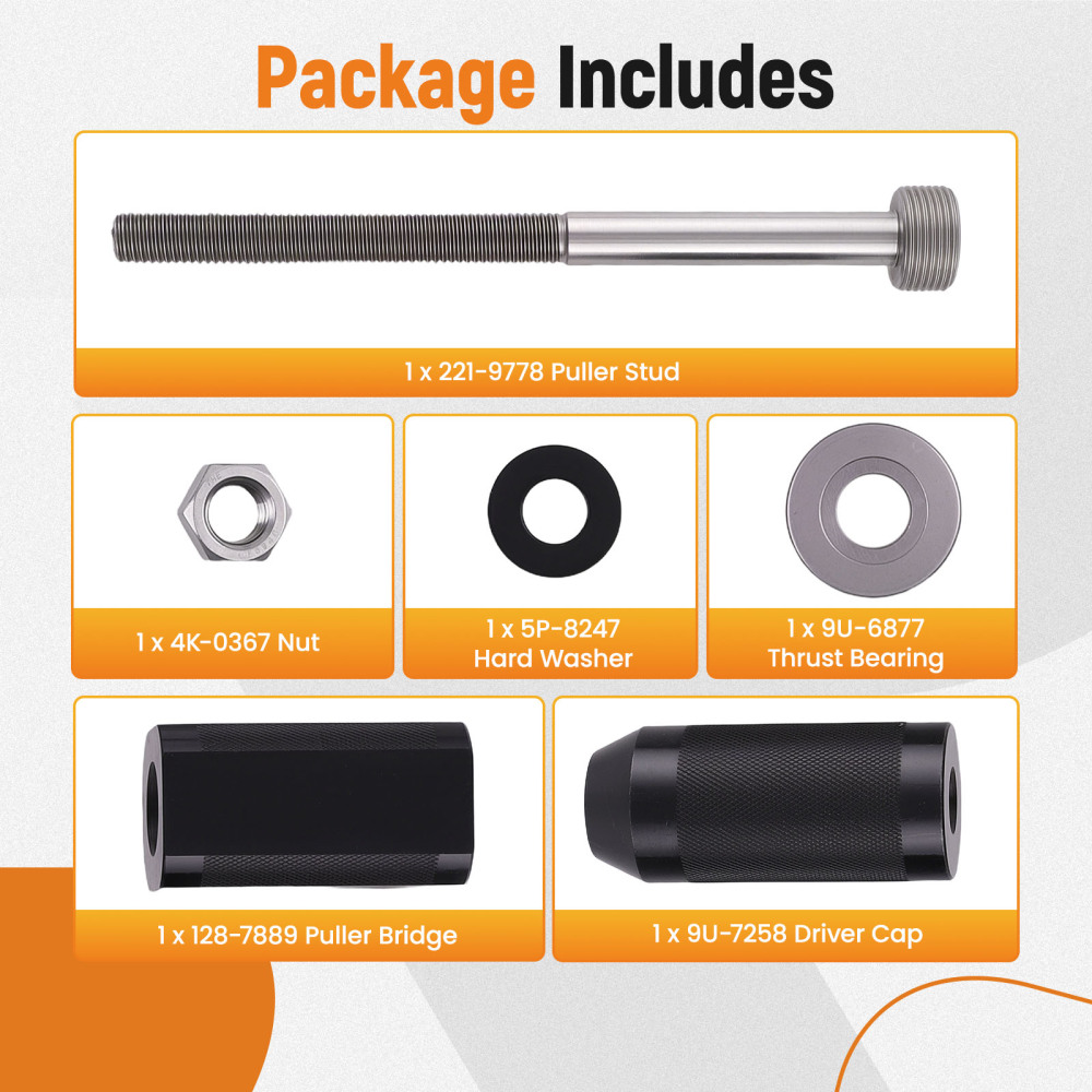 6PC Injector Sleeve Tool Kit forCAT compatible for Caterpillar C10 C12 C15 C18 3406E 9U-6891