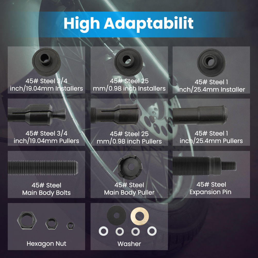 Kit di Attrezzi Per Estrattore Per Installazione Cuscinetti Ruota Compatibile per Harley VT102