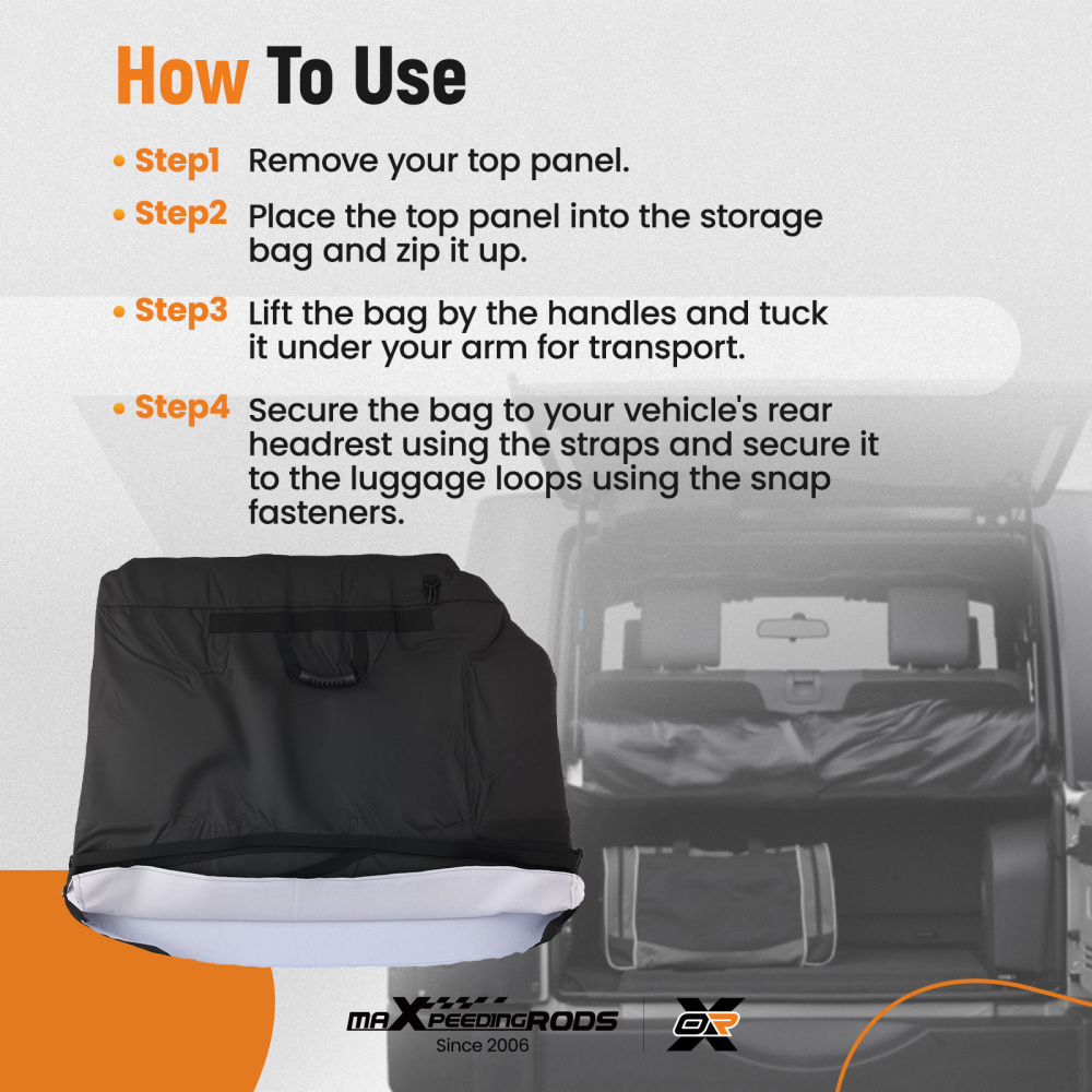 Freedom Panel Hard Top Storage Bag compatible for Jeep Wrangler JK JL 2007-2020 2/4-Doors