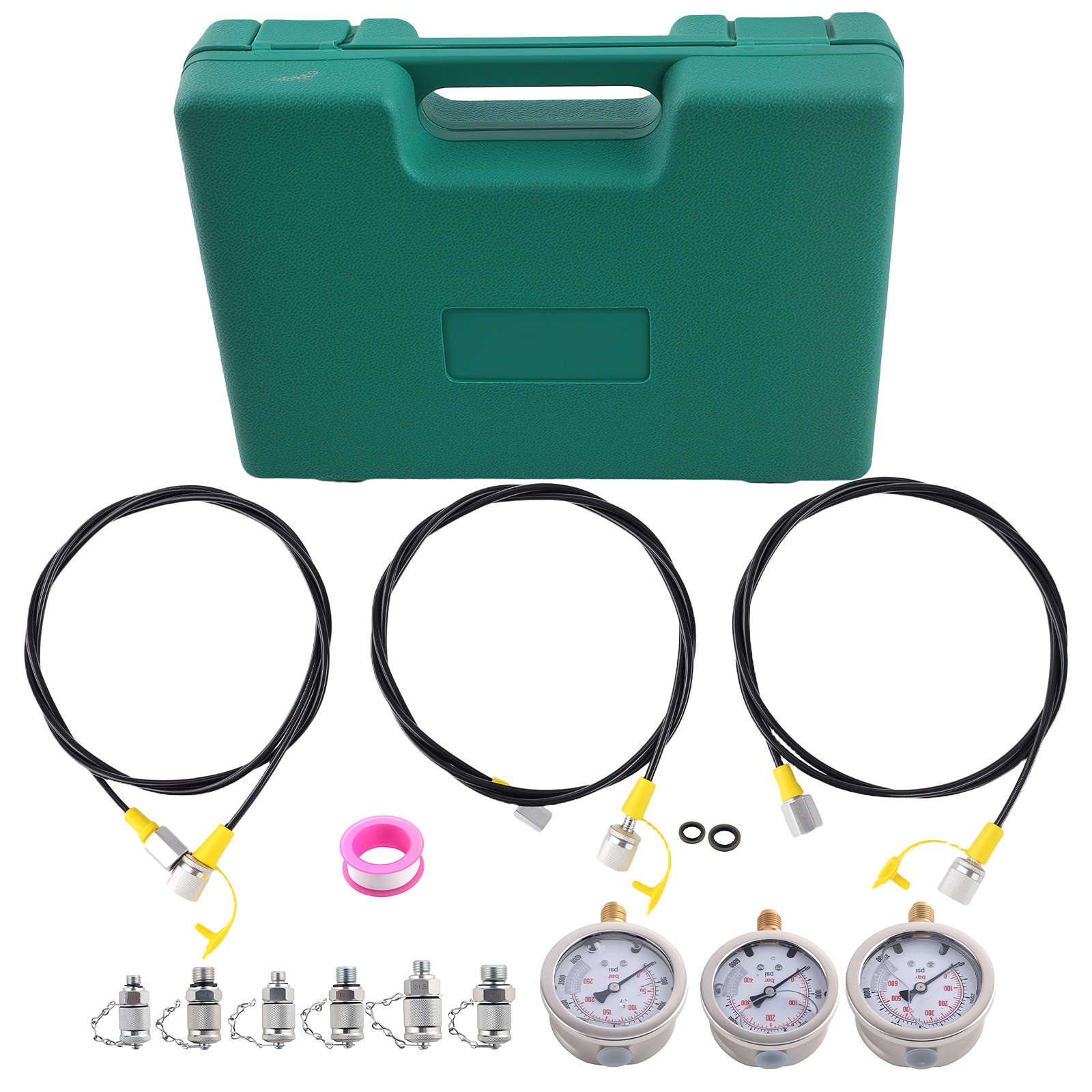 Hydraulic Pressure Gauge Test Kit Oil Gauges Test Hose Pressure Gauge Couplings-image-TTK-YL9000P-Z2