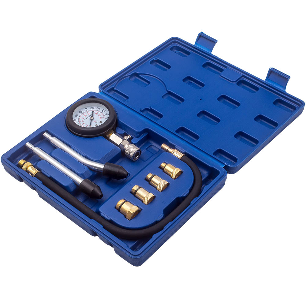 Kit de testeur de compression de cylindre de moteur à essence 8pcs pour voitures, camions, motos, etc.