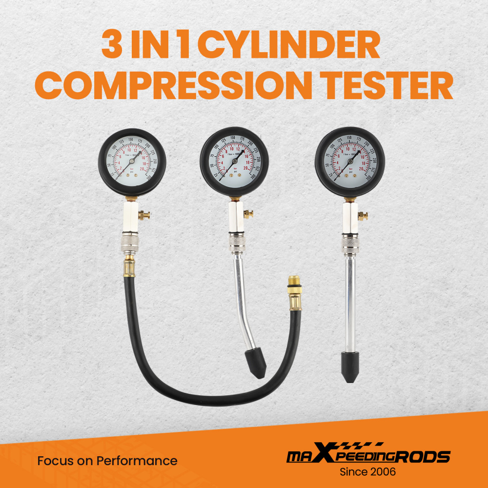 Kit de testeur de compression de cylindre de moteur à essence 8pcs pour voitures, camions, motos, etc.