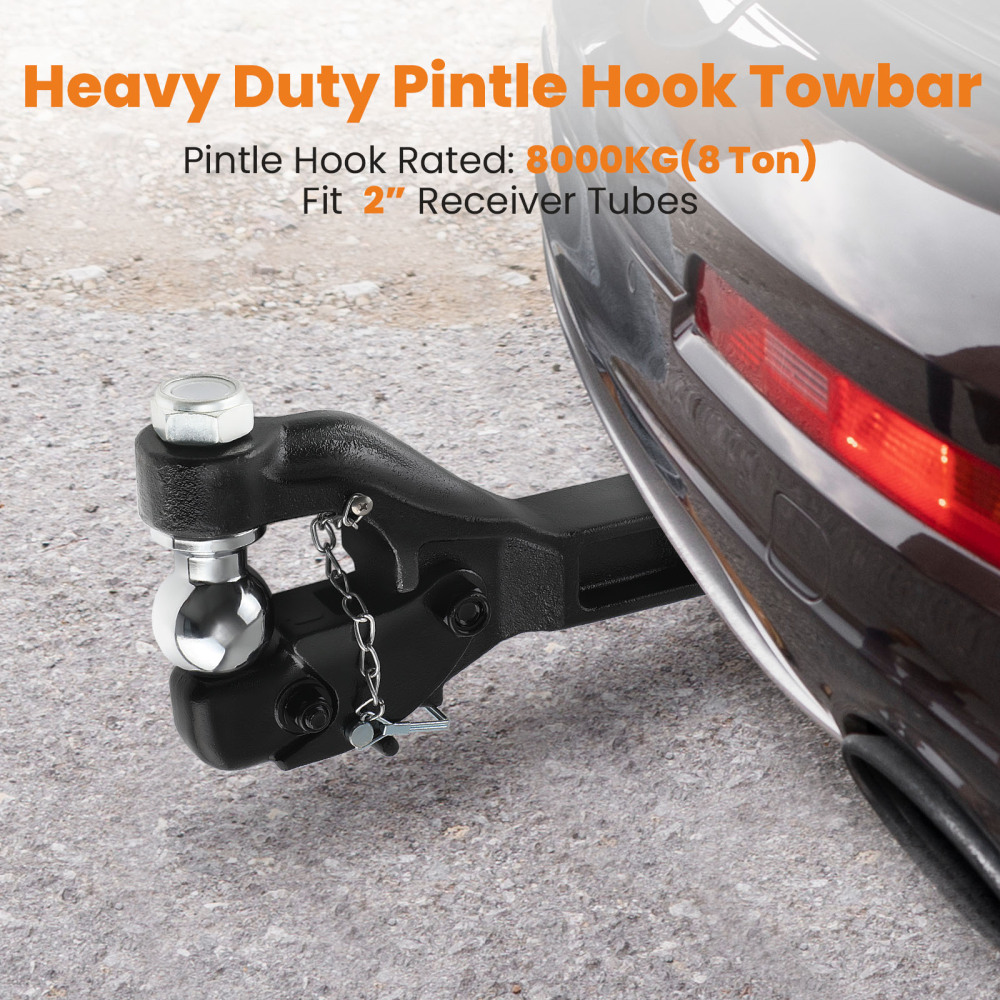 8 Ton Ball Combo Pintle Tow Hook Receiver Arm Hitch Towing 4WD Truck QXPA