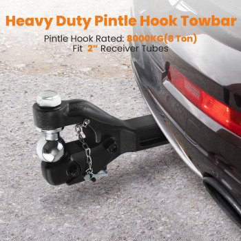 8 Ton Ball Combo Pintle Tow Hook Receiver Arm Hitch Towing 4WD Truck QXPA