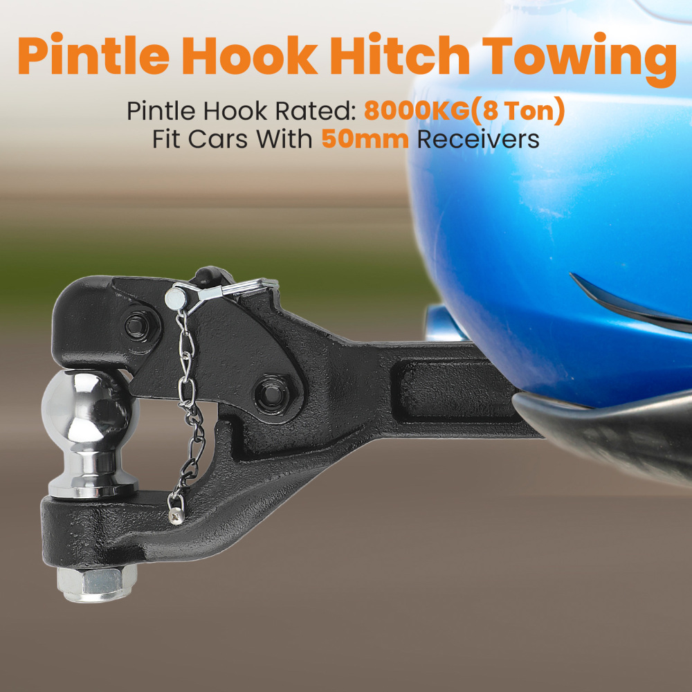 8 Ton Ball Combo Pintle Tow Hook Receiver Arm Hitch Towing 4WD Truck QXPA