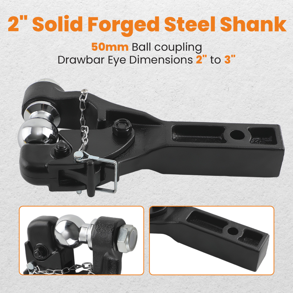 8 Ton Ball Combo Pintle Tow Hook Receiver Arm Hitch Towing 4WD Truck QXPA