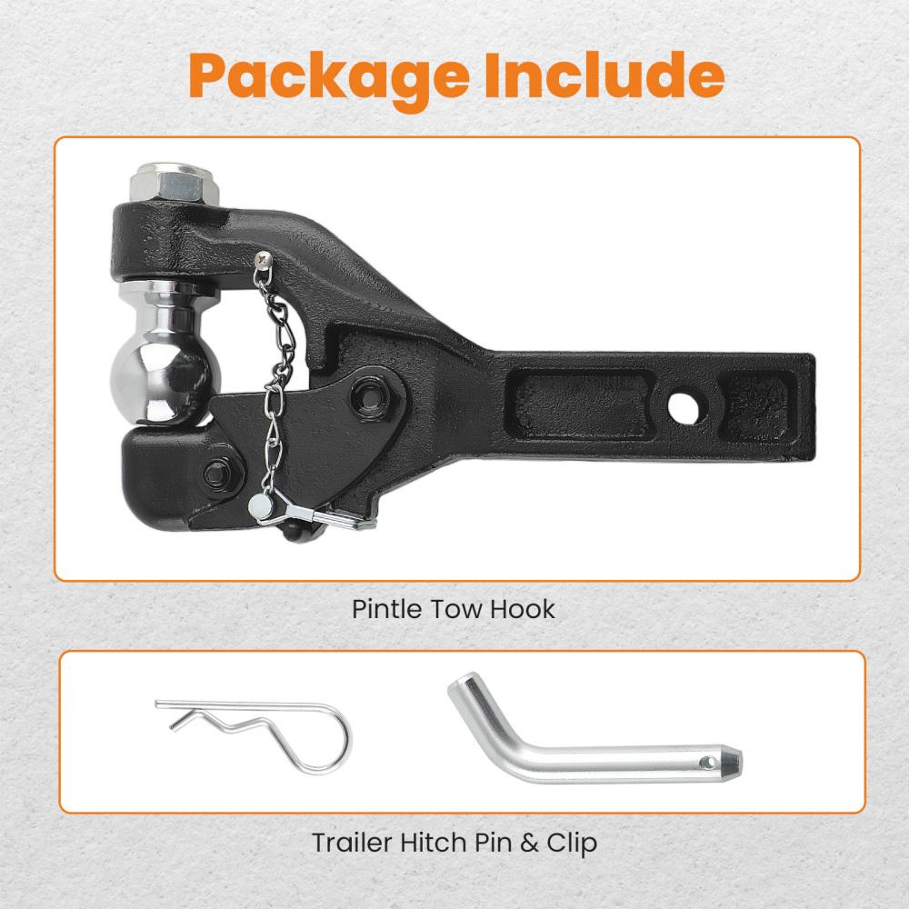 8 Ton Ball Combo Pintle Tow Hook Receiver Arm Hitch Towing 4WD Truck QXPA