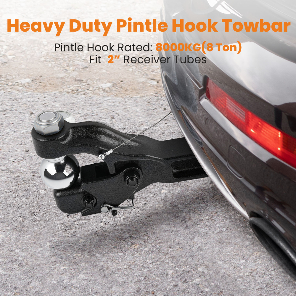Pintle Tow Hook Receiver Arm Hitch Towing 4WD Truck Heavy Duty 8 Ton Ball Combo