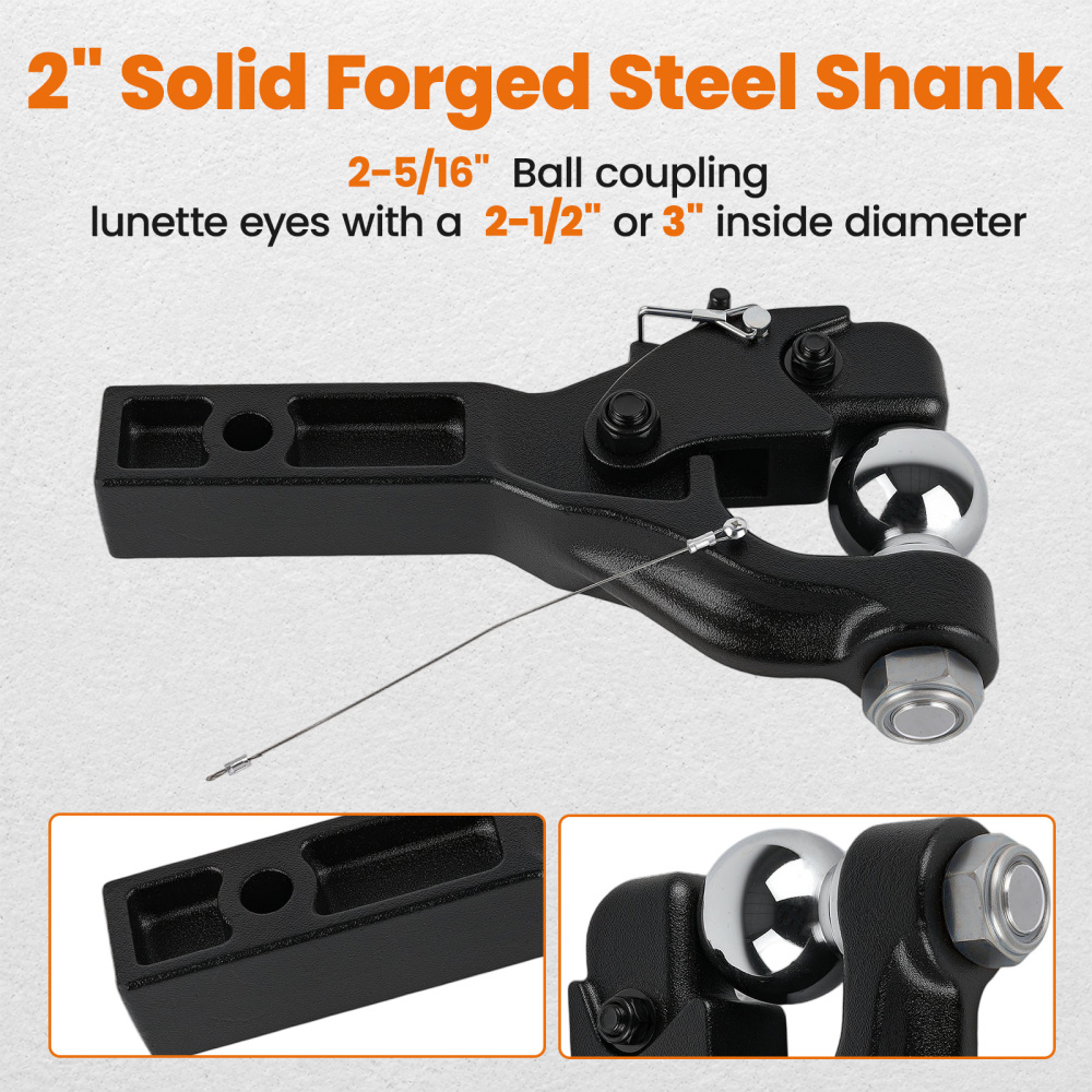 Pintle Tow Hook Receiver Arm Hitch Towing 4WD Truck Heavy Duty 8 Ton Ball Combo
