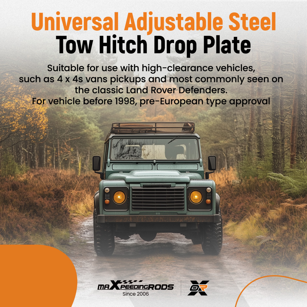 Adjustable Black Tow Hitch Drop Plate compatible for Land Rover Defender Van 4x4 3500kg