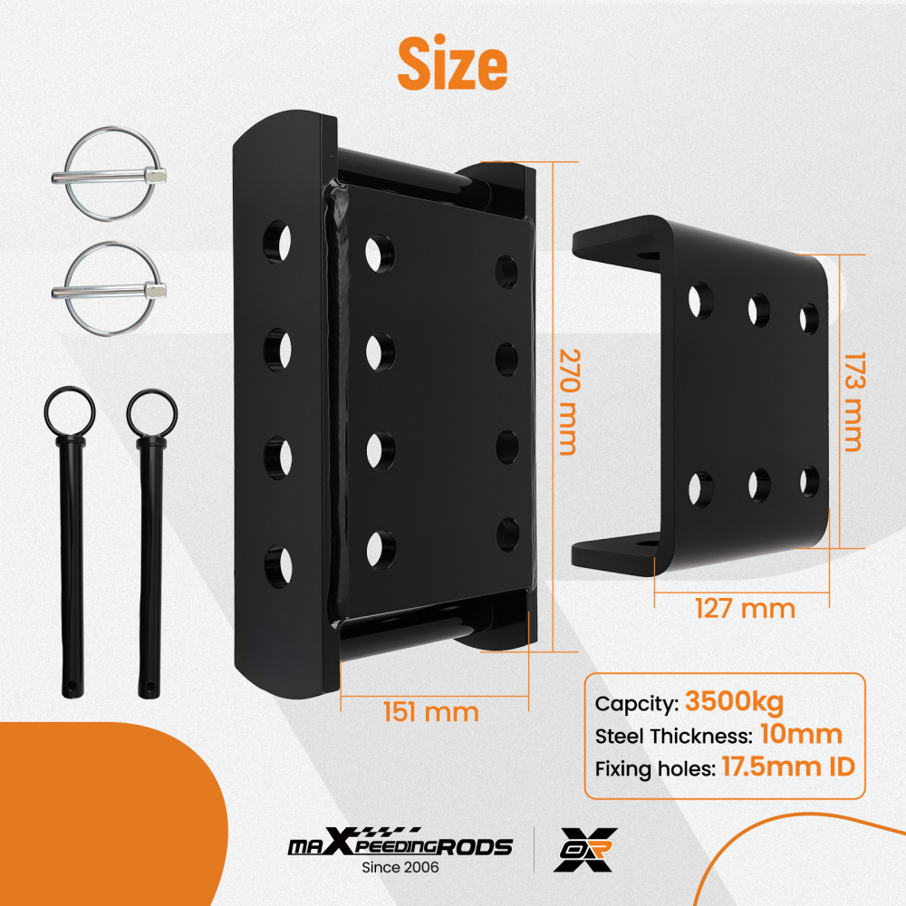 Adjustable Black Tow Hitch Drop Plate compatible for Land Rover Defender Van 4x4 3500kg