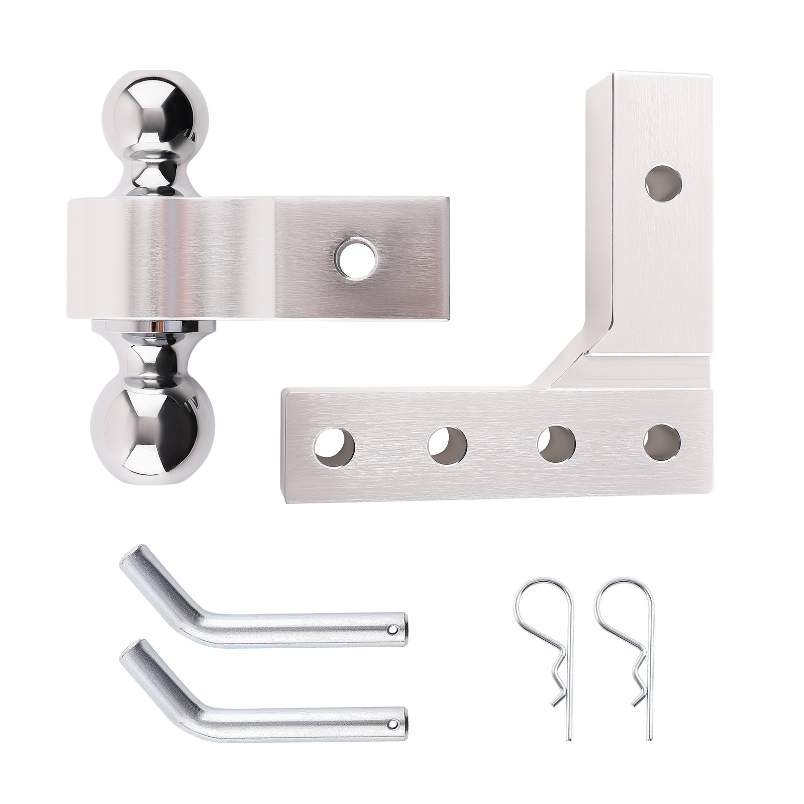 2 inch Trailer Receiver Truck Rv 6 inch Drop Adjustable Aluminum Hitch Tow Towing Silver
