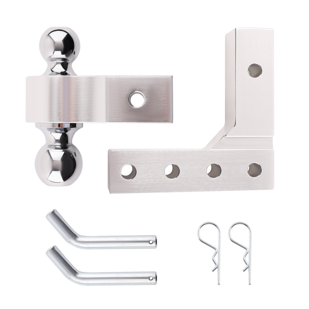 2 inch Trailer Receiver Truck Rv 6 inch Drop Adjustable Aluminum Hitch Tow Towing Silver	