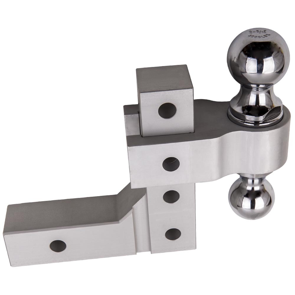 2 inch silver aluminum double ball mount adjustable trailer towing receiver Rv 6 inch