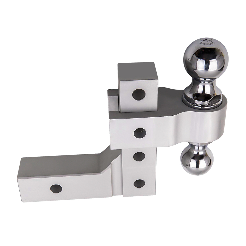 2 inch silver aluminum double ball mount adjustable trailer towing receiver Rv 6 inch