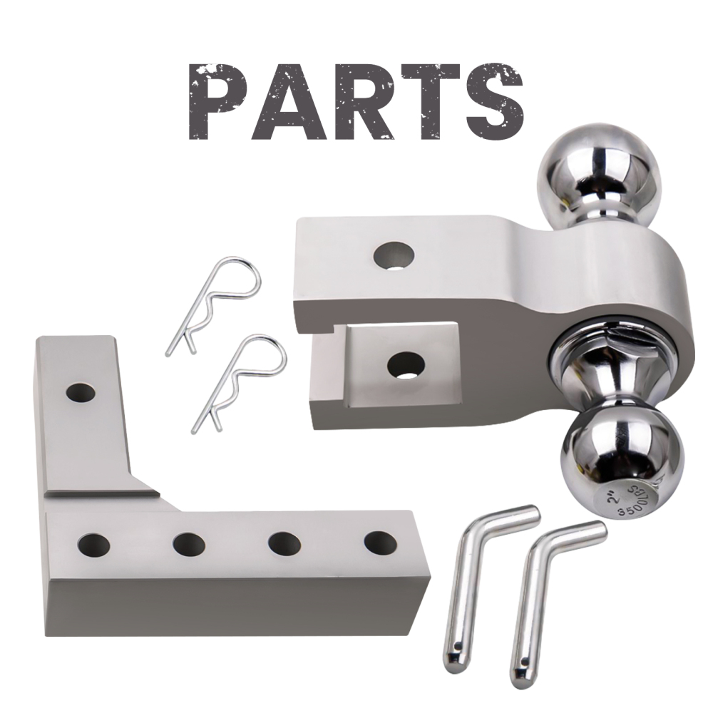 2 inch silver aluminum double ball mount adjustable trailer towing receiver Rv 6 inch