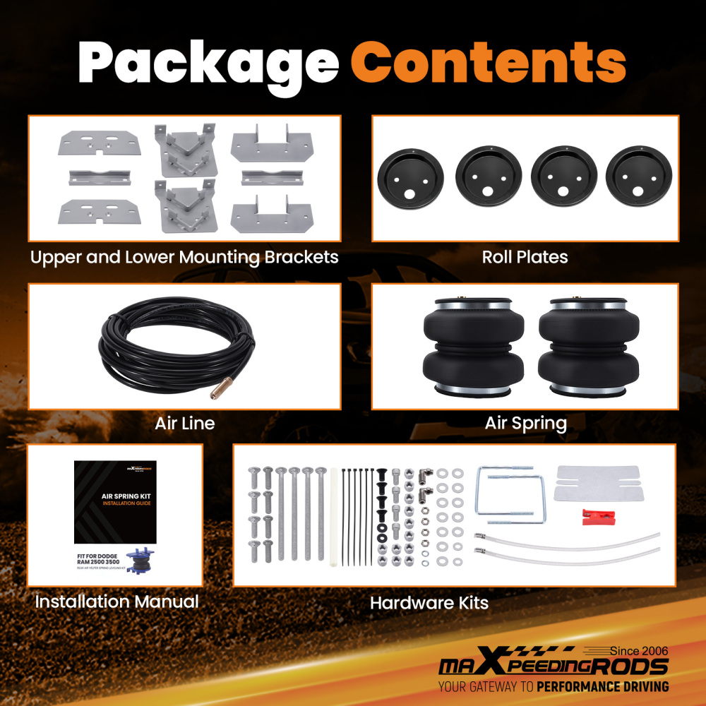 Rear Air Helper Spring Leveling Suspension Kit compatible for Ram 2500 AWD 2011-