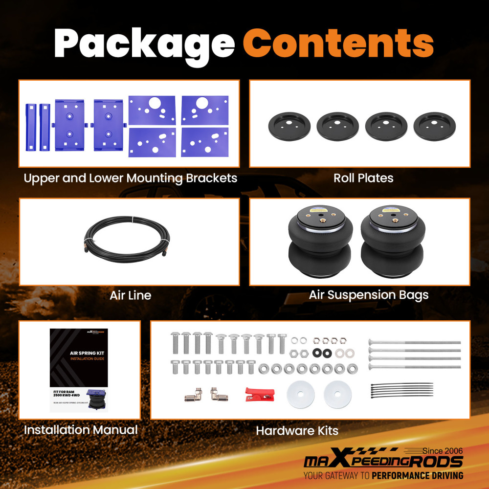 Air Spring Suspension Bags Leveling Kit Rear compatible for Ram 2500 2WD 4WD 2014-2025