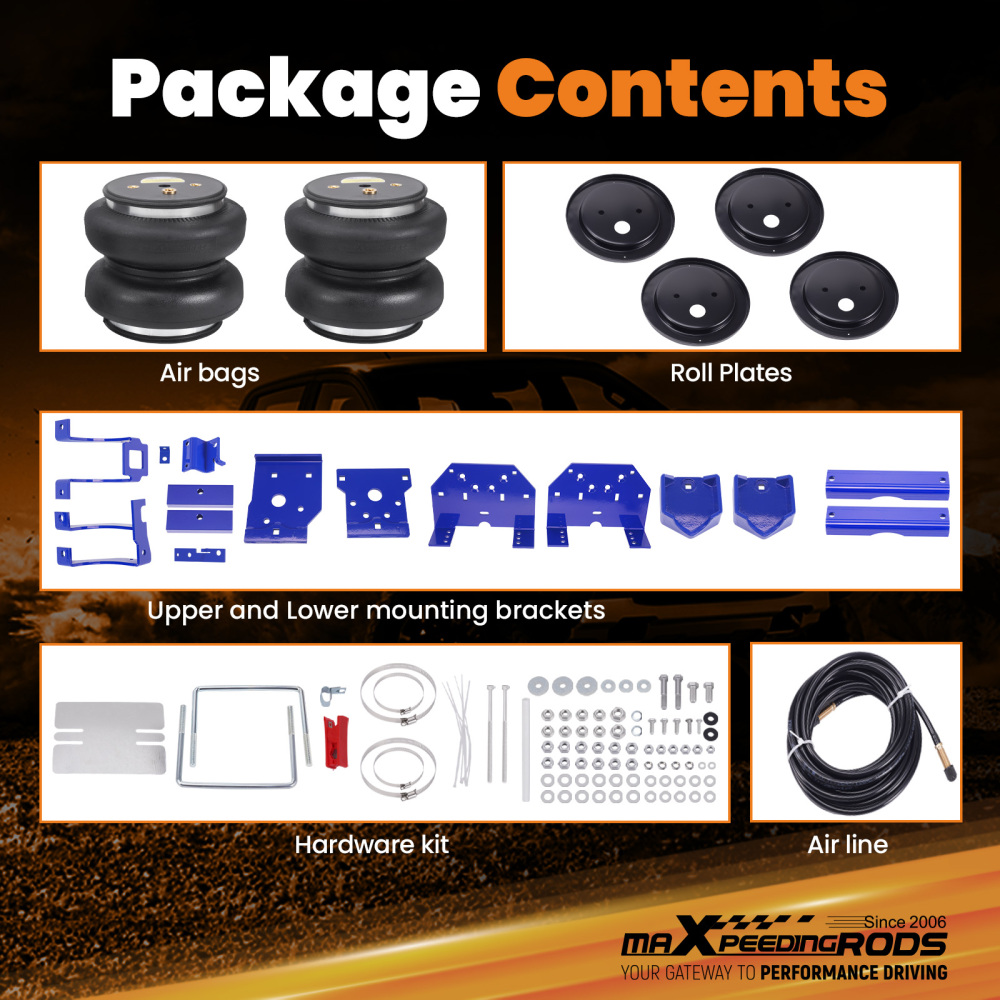 Rear Air Spring Bags Kit Air lines compatible for Ford F250 Super Duty Pickup 6.2L 2011-16