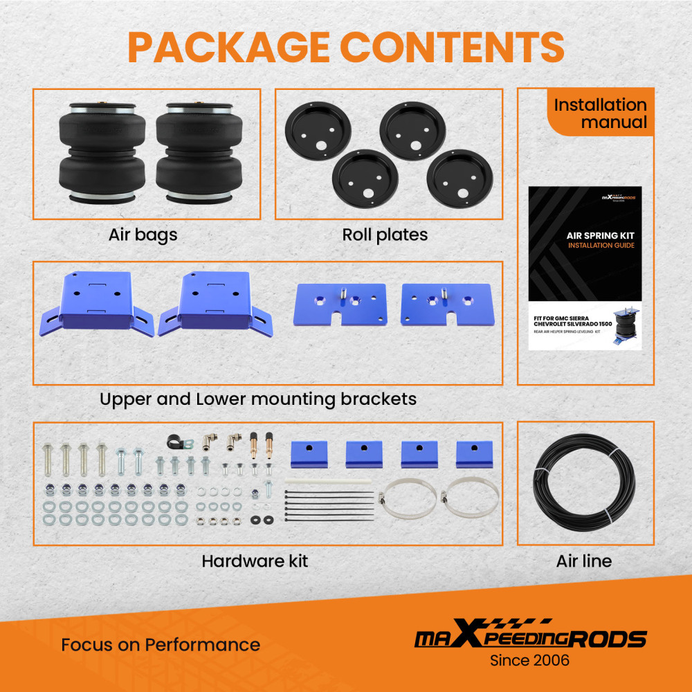 Air Suspension Spring Kit 5000 lbs compatible for Silverado Sierra 1500 1999-2006