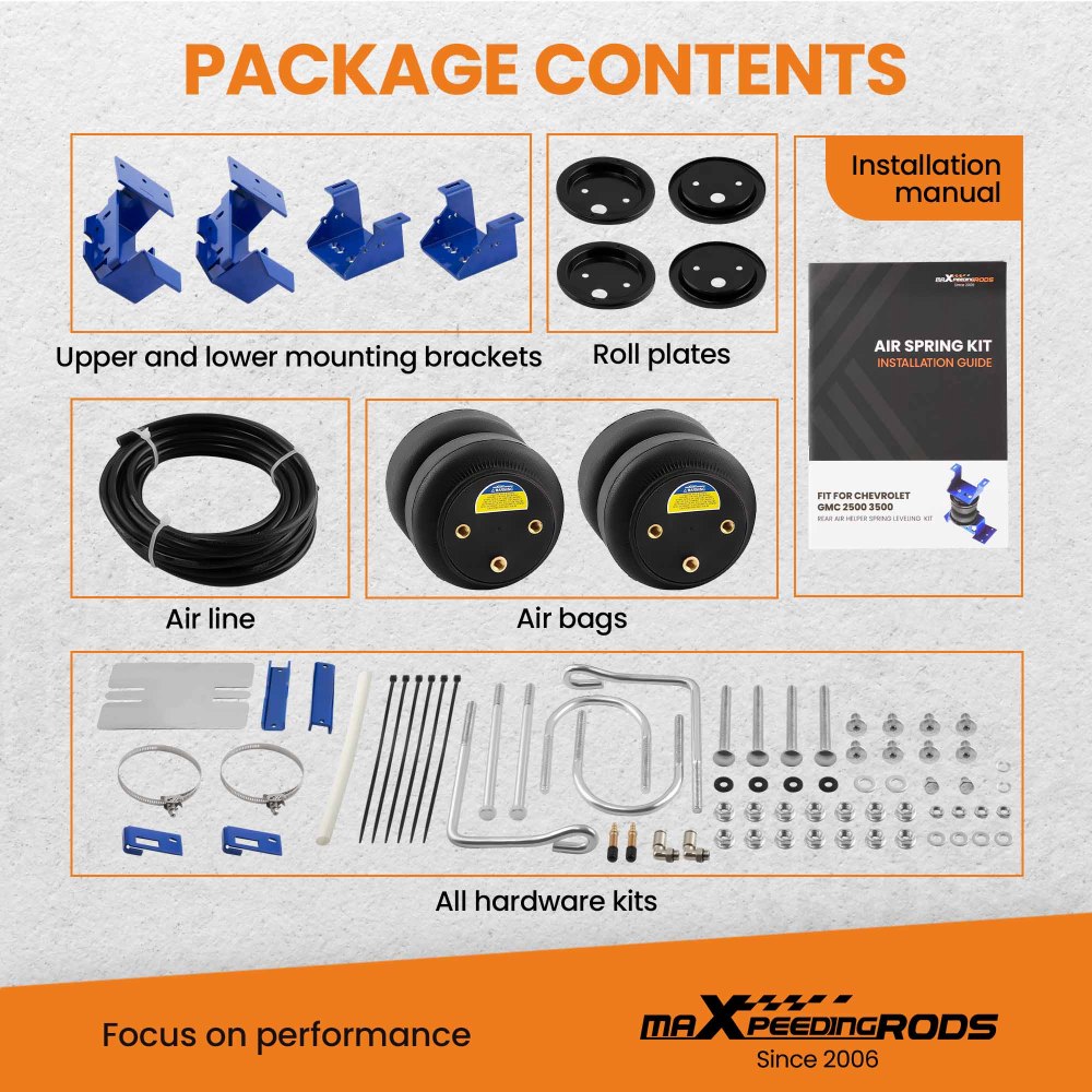 Rear Air Helper Spring Bag Kit compatible for GMC Sierra 2500 3500 Pickup 4WD 20-23