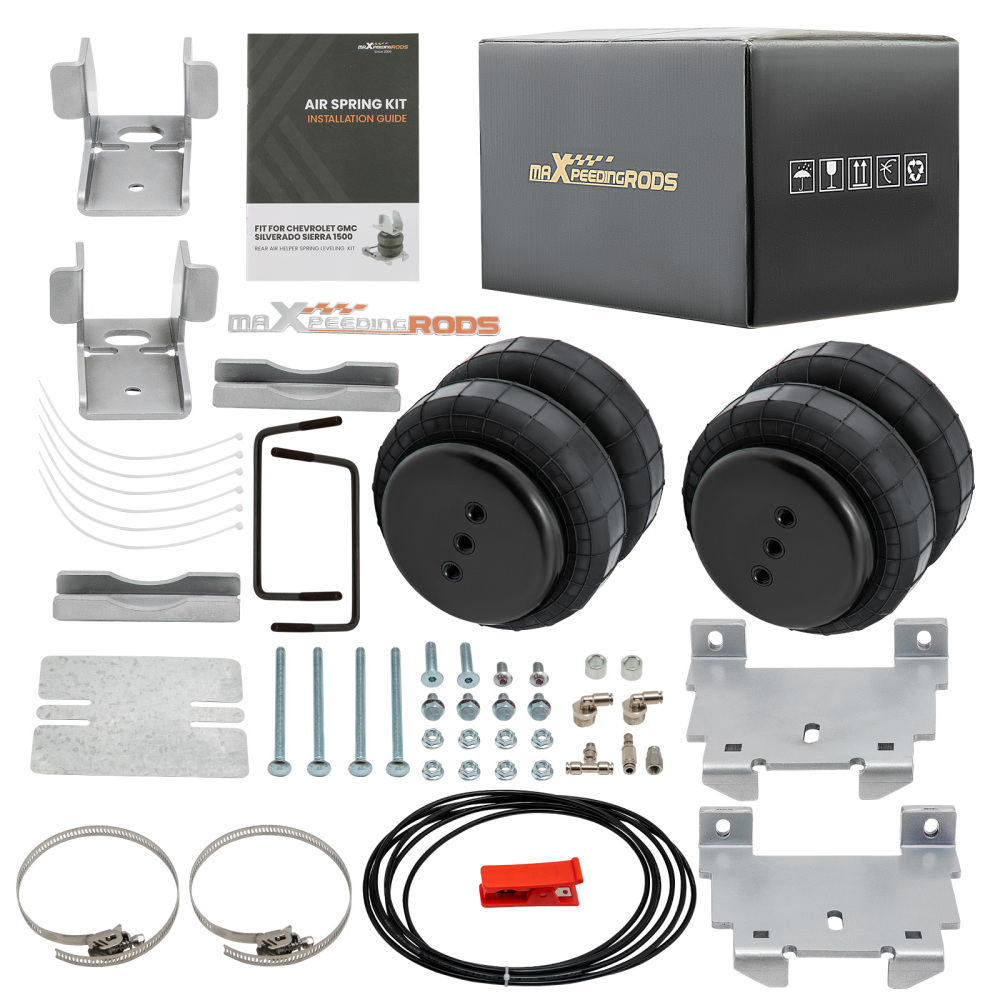 Air Suspension Helper Spring + Compressor Kit compatible for GMC Sierra 1500 2007-2018