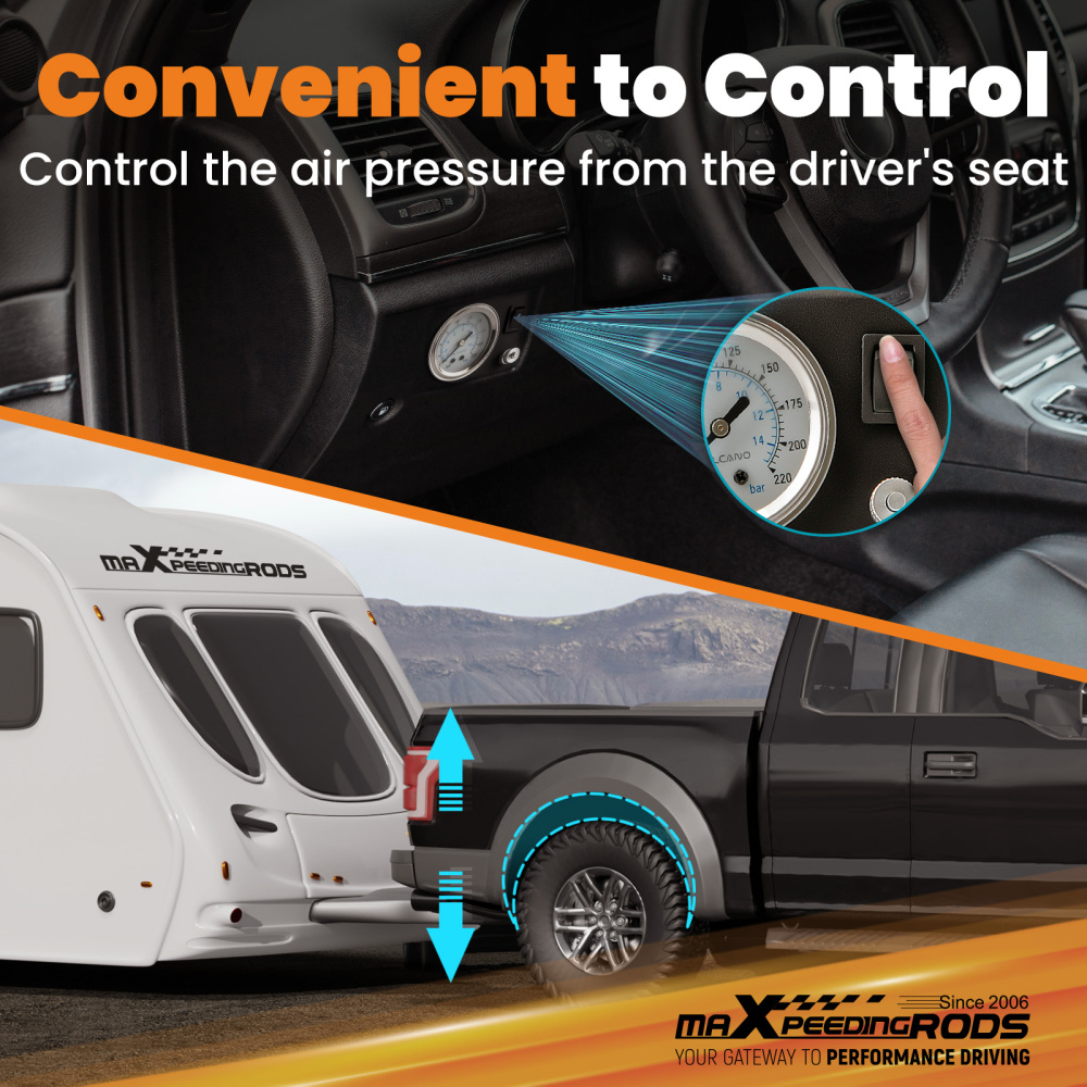 Universal Air Shock Controller Kit Air Sping Bag kit 120 psi Max for Pickups