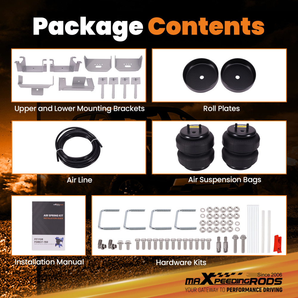MaXpeedingrods Rear Air Helper Springs Bag Kit compatible for Ford F150 2WD 4WD 2015-2025