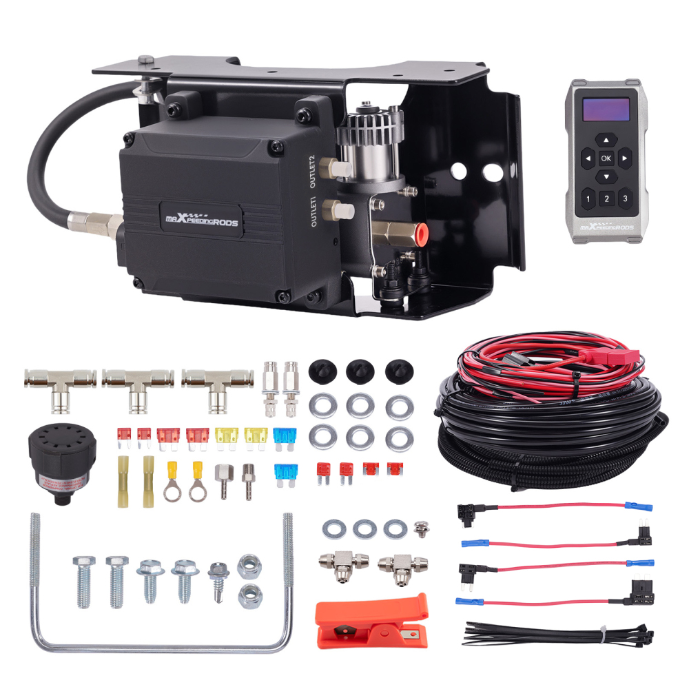 Wireless Universal AIr Spring Bag Compressor Controller Kit Motorhome Dual-path