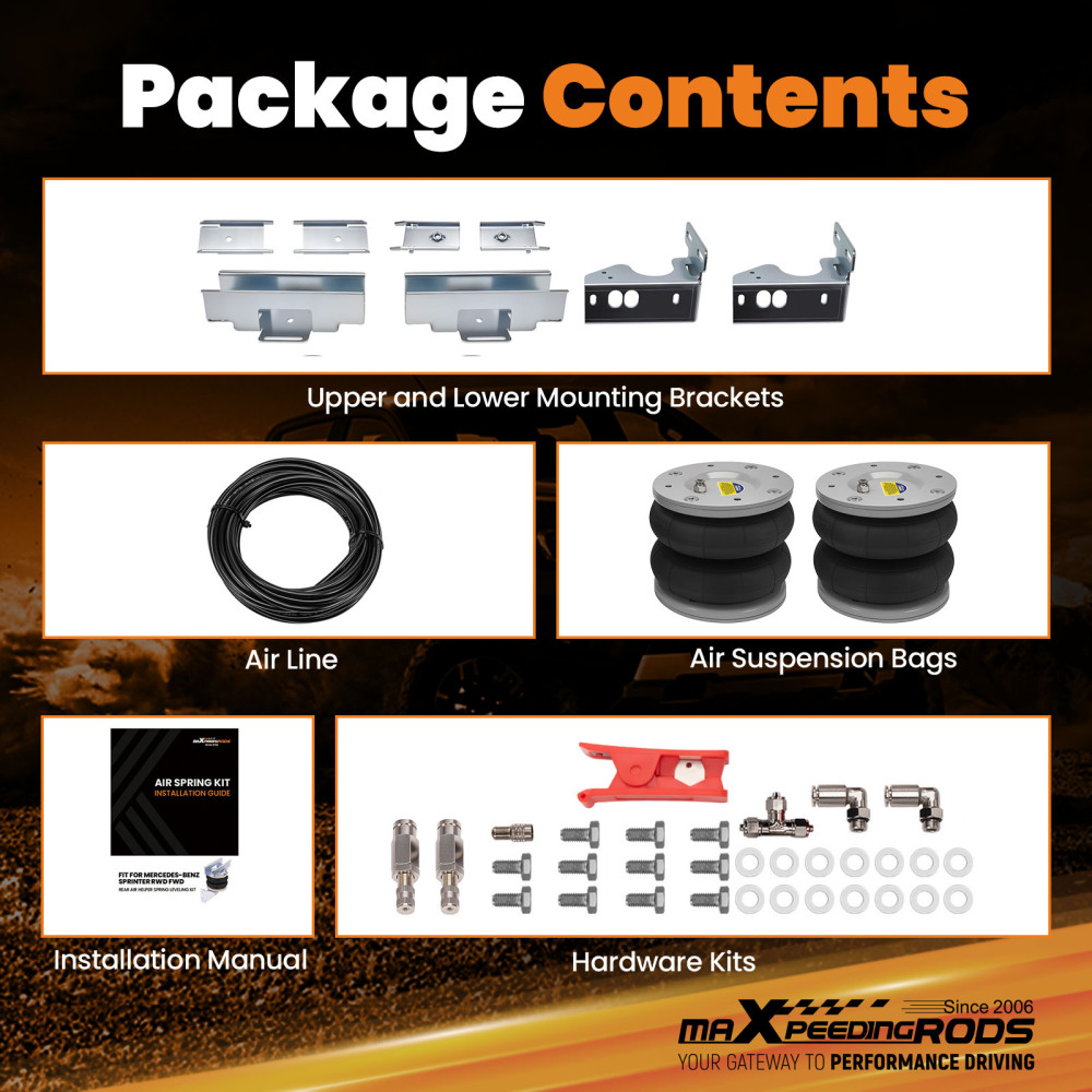 Air Suspension Bag + Compressor Assembly Kit compatible for Mercedes Sprinter 06-22 4000kg
