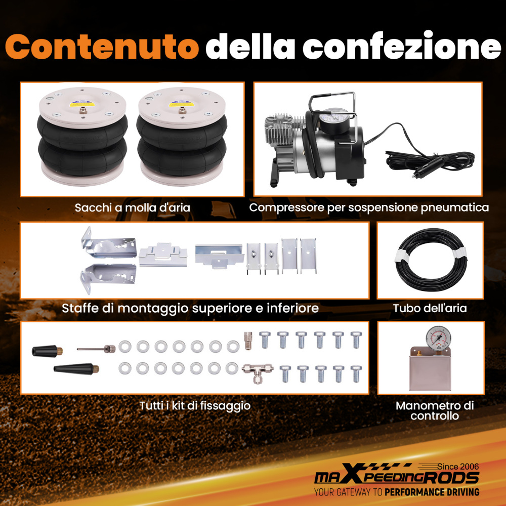 KIT DI SOSPENSIONE AD ARIA CON COMPRESSORE compatibile per MERCEDES BENZ SPRINTER 2006-2022